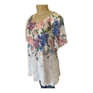 Simply Emma, Lacey floral, print blouse size‎ 2X